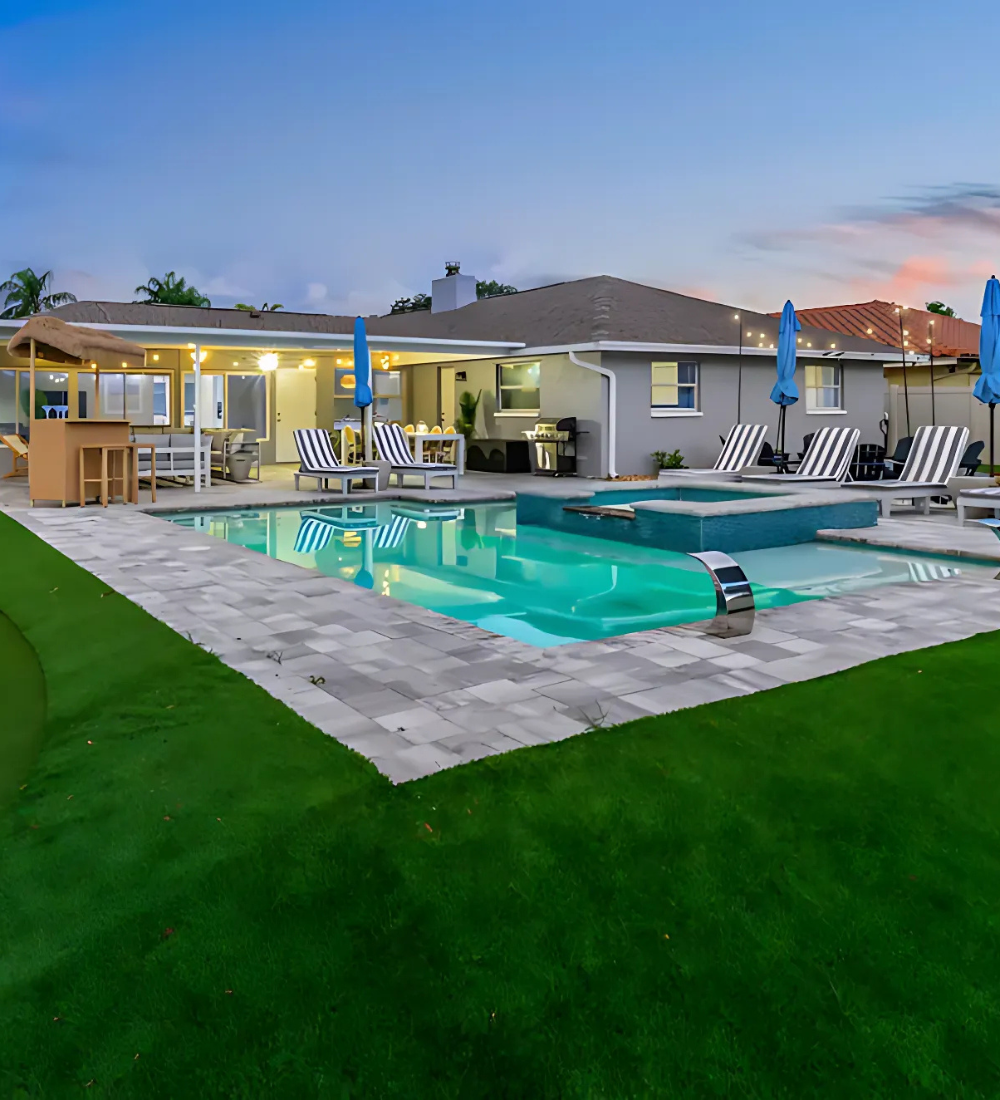 Pool and backyard vacation rental transformation