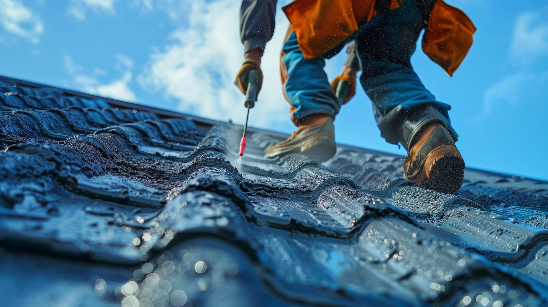 L'application d'un traitement hydrofuge sur un toit.