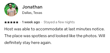 Airbnb Guest Review
