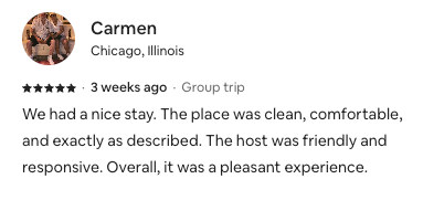 Airbnb Guest Review