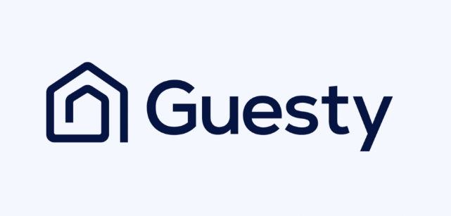The Guesty logo with a blue house icon and the name 
