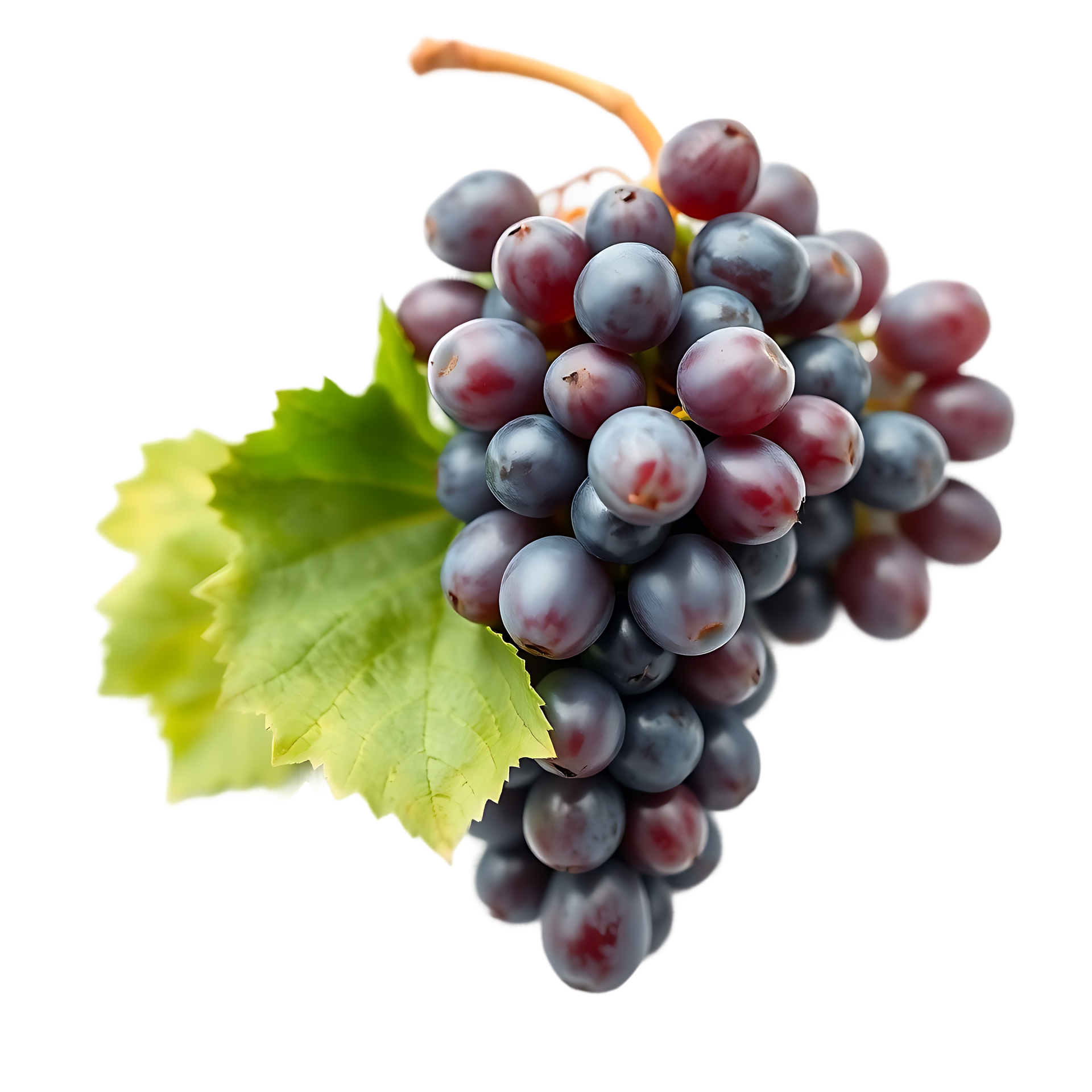 Grappe de raisins noirs sur une feuille verte