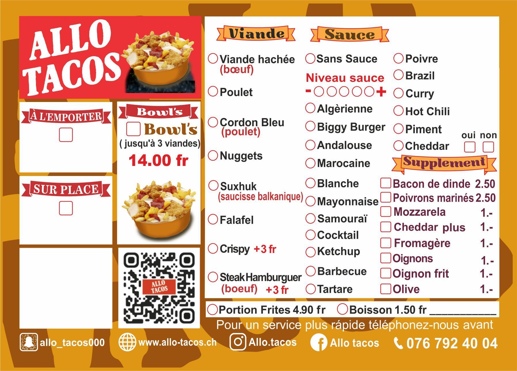 Menu Bowls à composer