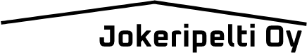 Mustalla tekstillä varustettu logo, jossa lukee ”Jokeripelti Oy” valkoisella taustalla