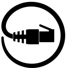 Un icono en blanco y negro de un cable en un círculo.
