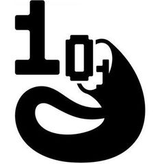 Una silueta en blanco y negro de una serpiente con el número 1 en ella.
