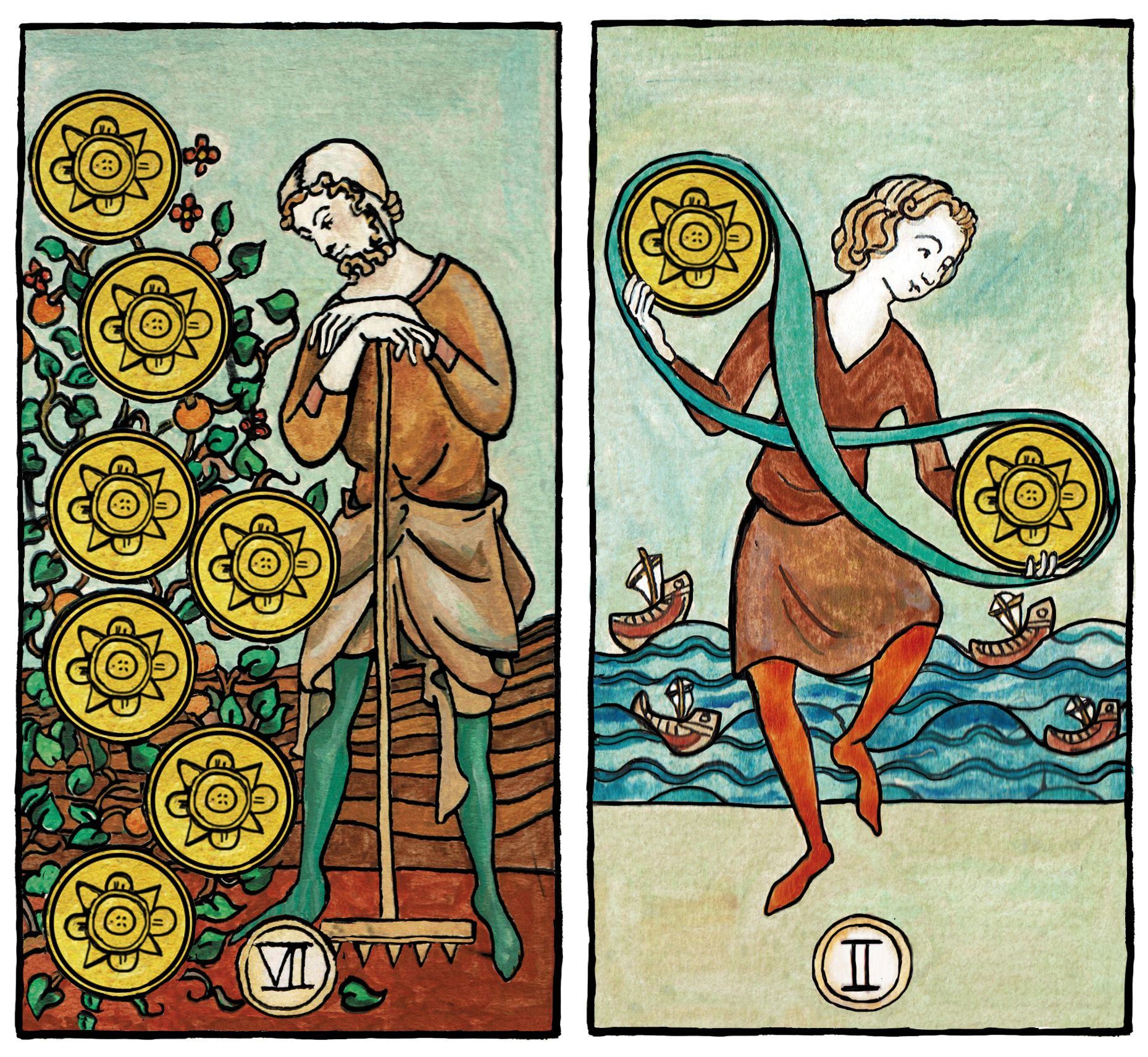 Illustrations médiévales - Tarot Marseille Waite - Ed.Trajectoires