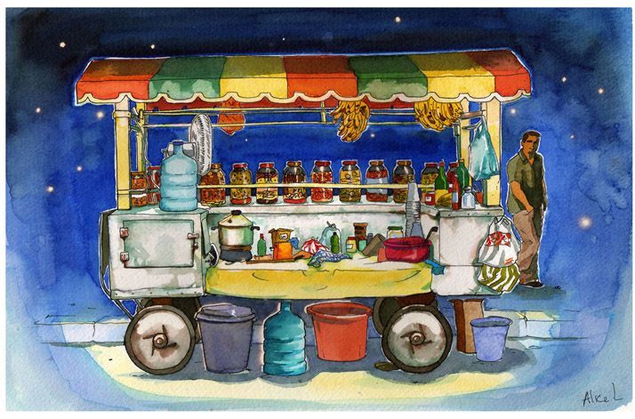 Illustration carnet de voyage - Veracruz - Mexique. Encres sur papier.