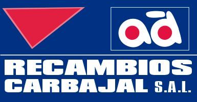 Logotipo: Triángulo rojo, “anuncio” dentro de un recuadro azul, “RECABIOS CARBAJAL SAI” sobre fondo azul.