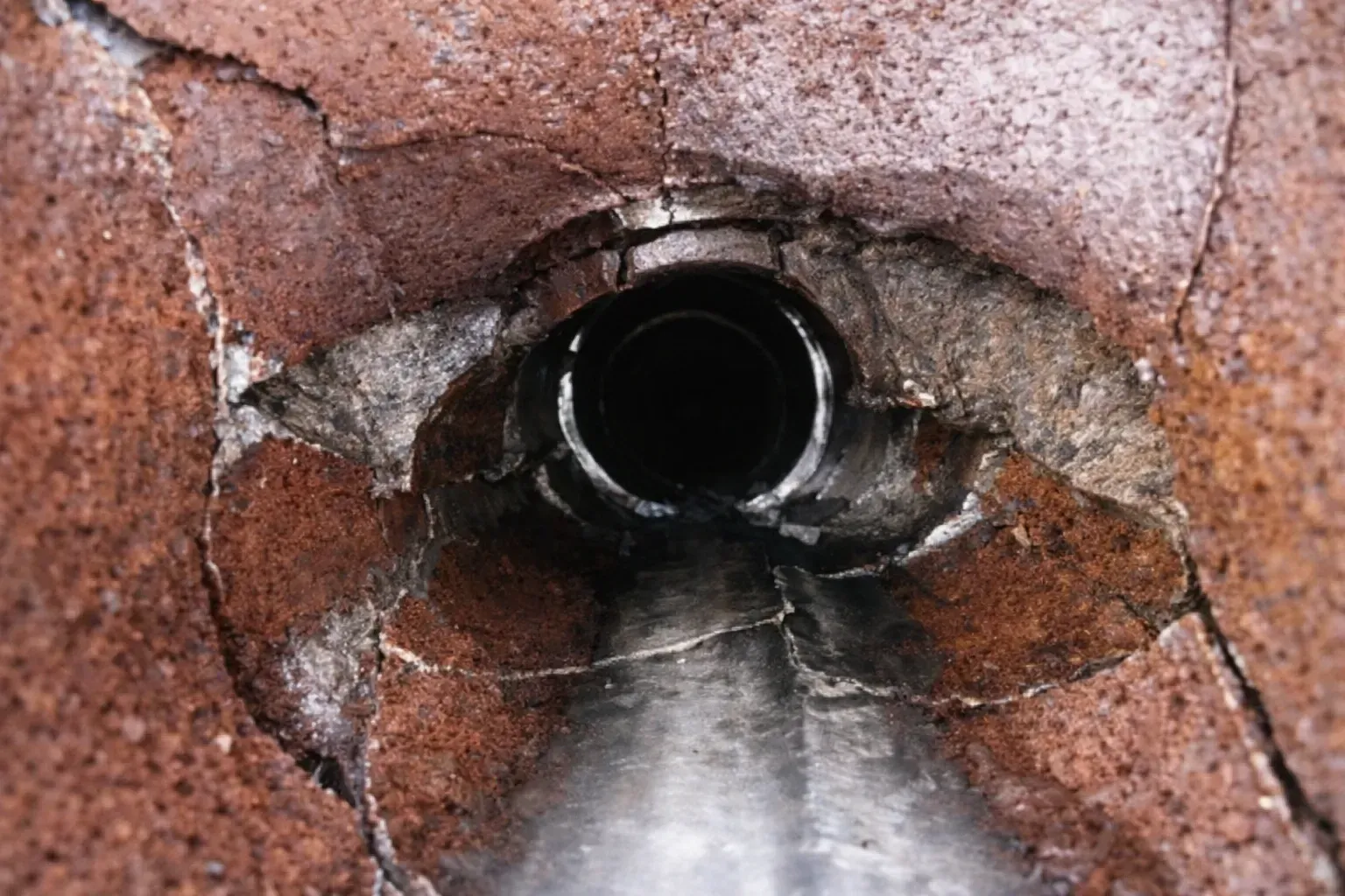 Zerstörtes Kanalrohr