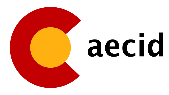 Un círculo rojo y amarillo con la palabra aecid en él.