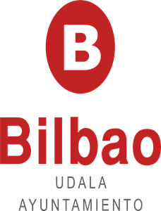 A red and white logo for bilbao udala ayuntamiento