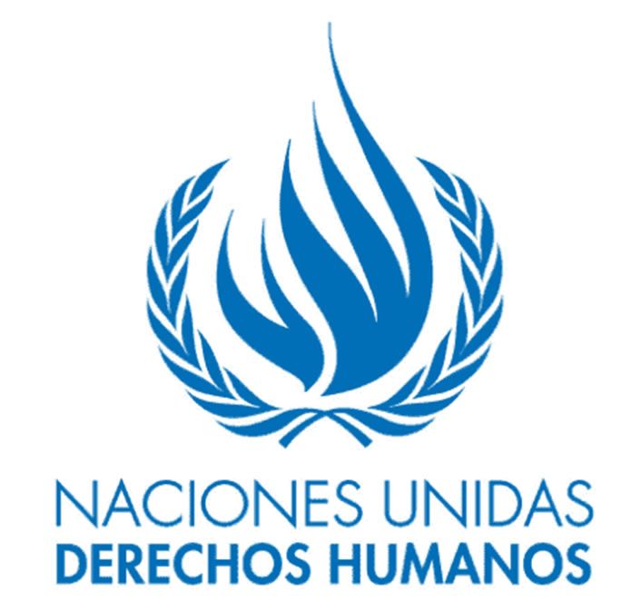 A blue logo for naciones unidas derechos humanos