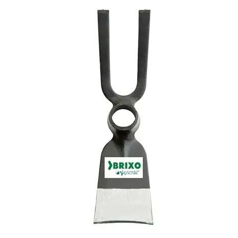 Herramienta manual de metal negro con parte superior bifurcada y cabezal de hoja blanco con la marca BRIXO.