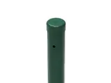 Poste cilíndrico verde con la parte superior redondeada y un pequeño agujero negro cerca de la parte superior.