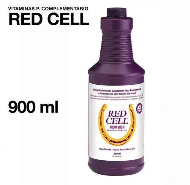 Frasco de suplemento vitamínico Purple Red Cell, 900 ml, con etiqueta blanca sobre fondo blanco.