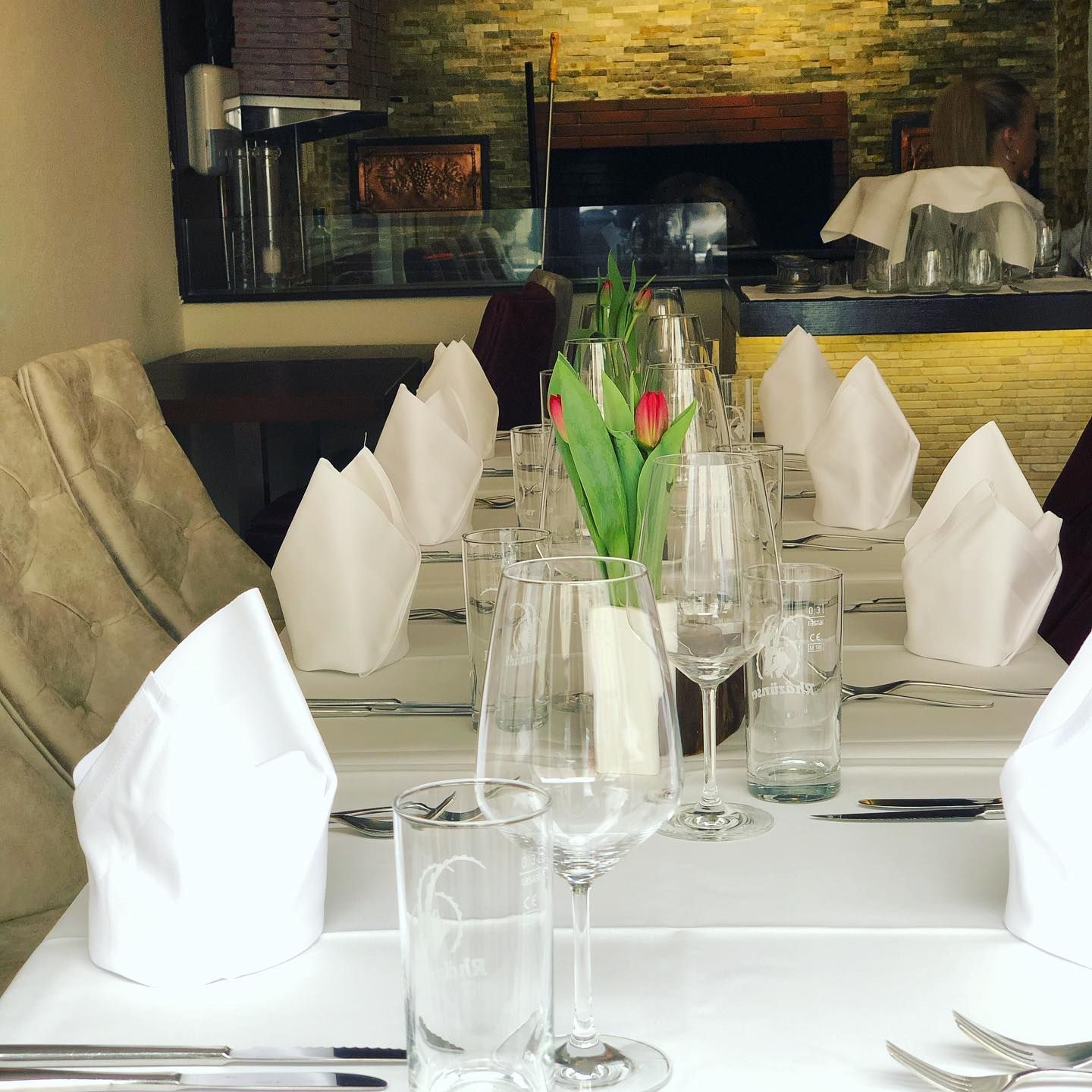 Gedeckter Tisch in der Pizzeria Rebstock