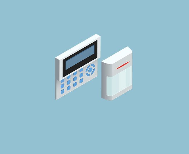 Icônes de calculatrice et d'imprimante de reçus sur fond bleu clair