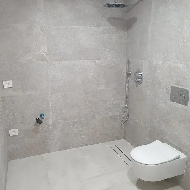 Un baño con inodoro y ducha.