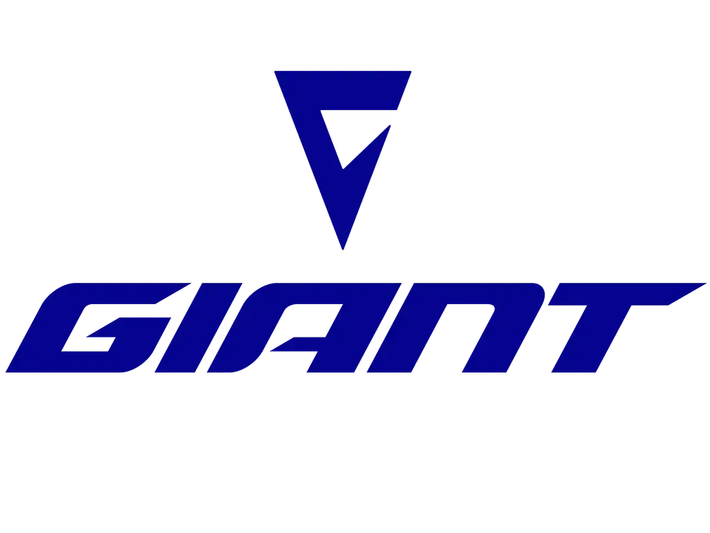 Ein schwarzweißes Logo für Giant Bicycles auf weißem Hintergrund.