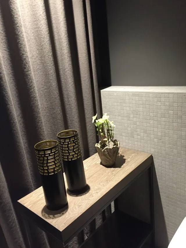 Ein Tisch mit zwei Vasen und einer Pflanze darauf