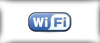 Un logotipo de Wi-Fi azul y blanco sobre un fondo blanco.