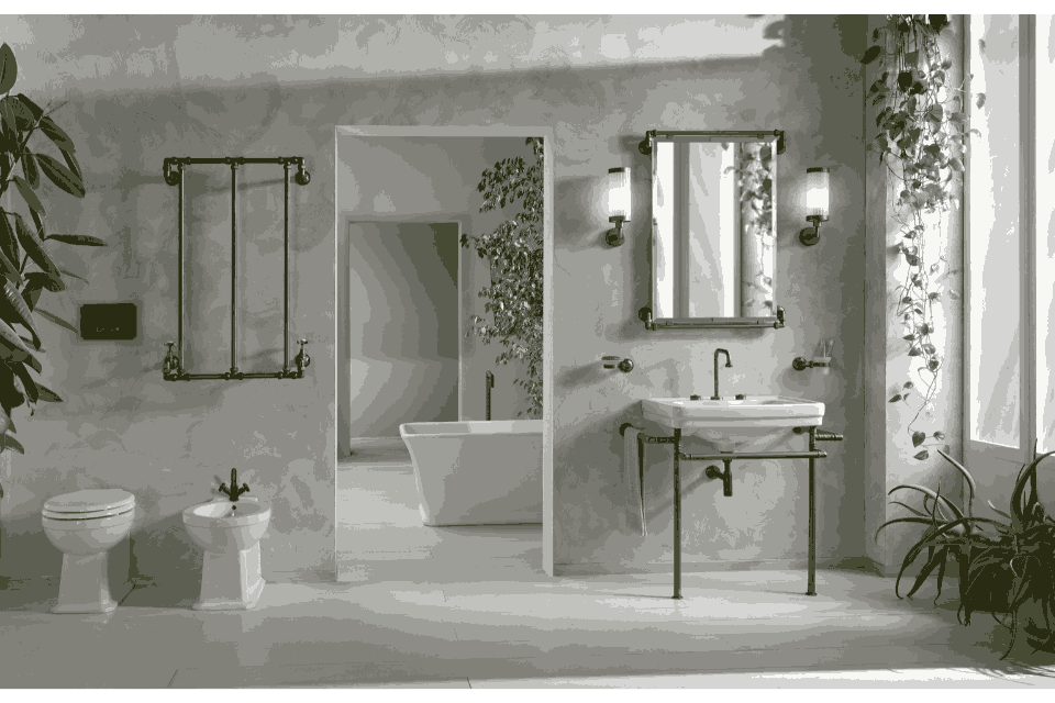 Badmöbel und Spiegel