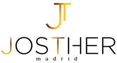 Logotipo de Josther con monograma &ldquo;J&rdquo; dorado y marca denominativa en negro/naranja sobre fondo blanco.