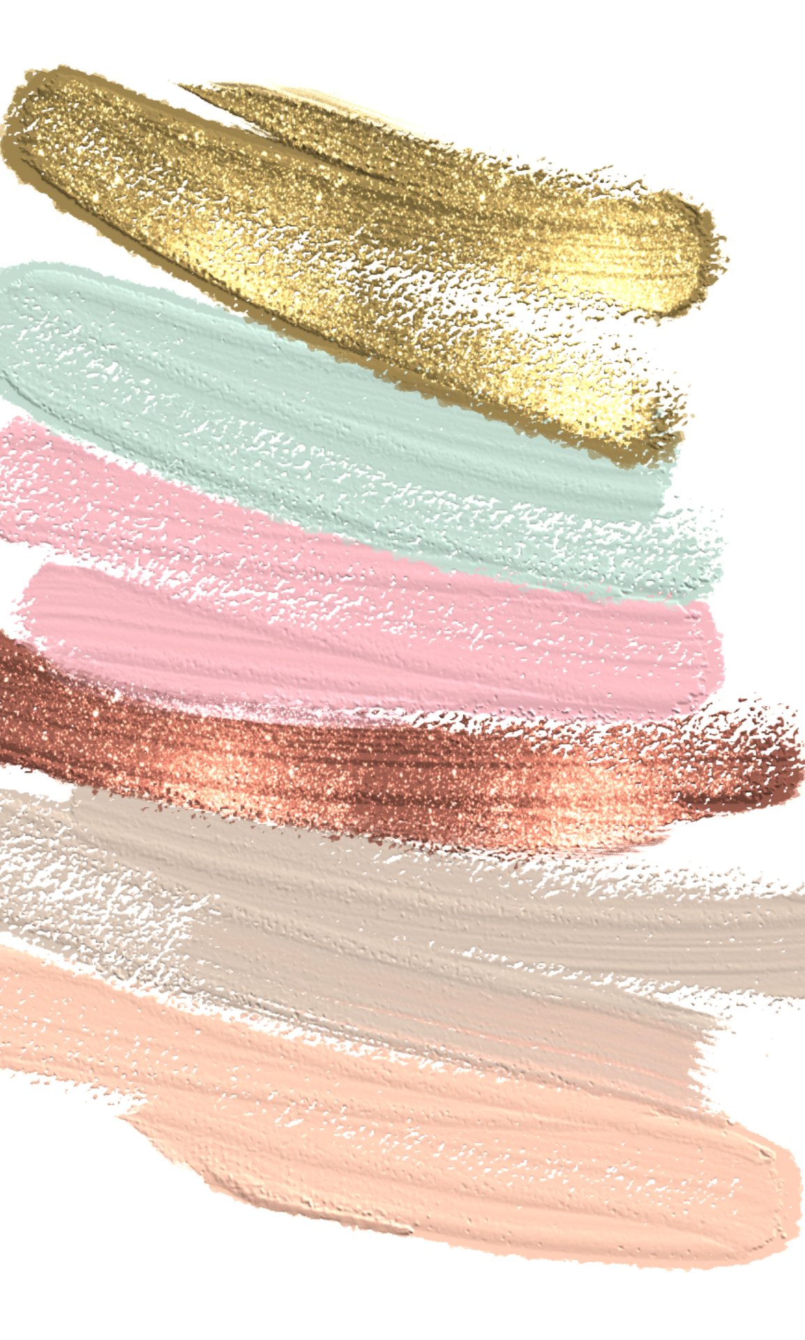 Palette de fards à paupières pailletés avec différentes nuances de rose, de marron, d'or et de vert disposées en grille.