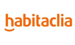 Logotipo de Habitatclia en color naranja sobre fondo blanco.