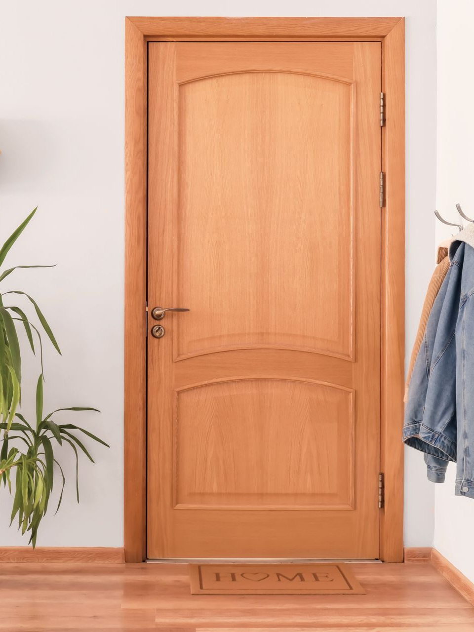 Une porte d'entrée en bois