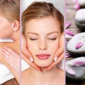 Une femme se fait masser dans un spa.