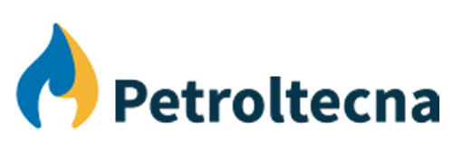 Logotipo de Petroltecna, con el símbolo de una llama azul y amarilla a la izquierda del nombre de la empresa en azul oscuro.