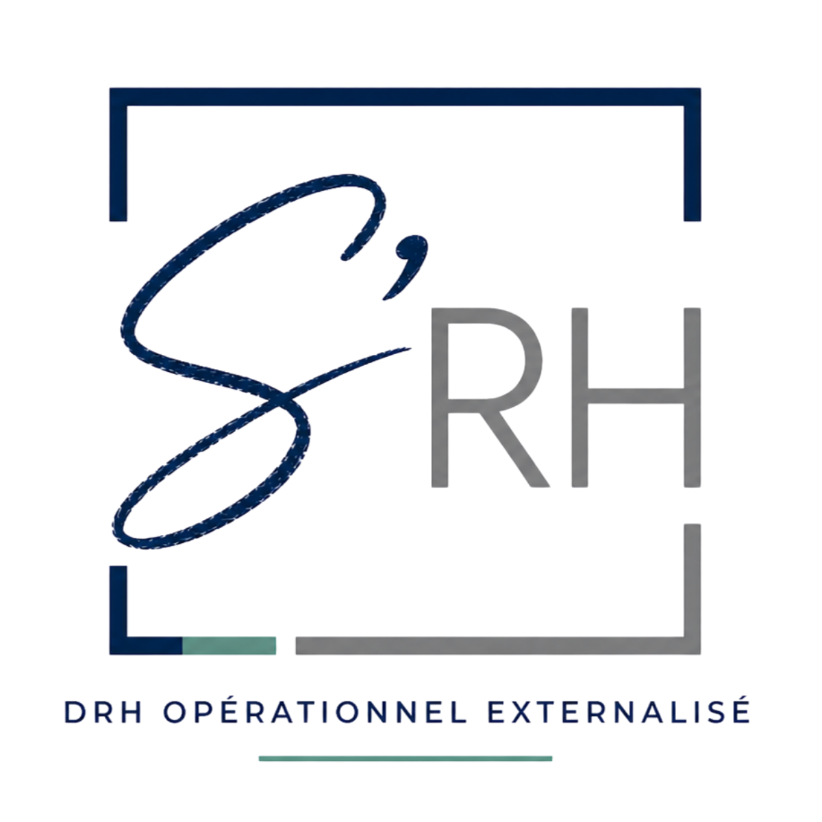 Logo “DRH OPÉRATIONNEL EXTERNALISÉ” with stylized blue “S’RH” in a square frame.