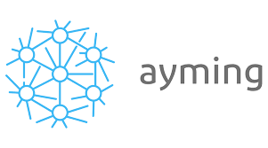 Un logotipo para apuntar con un copo de nieve azul sobre un fondo blanco.