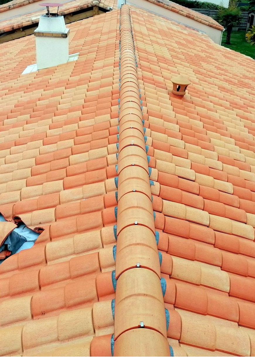 Un toit dont les tuiles sont bien propres.