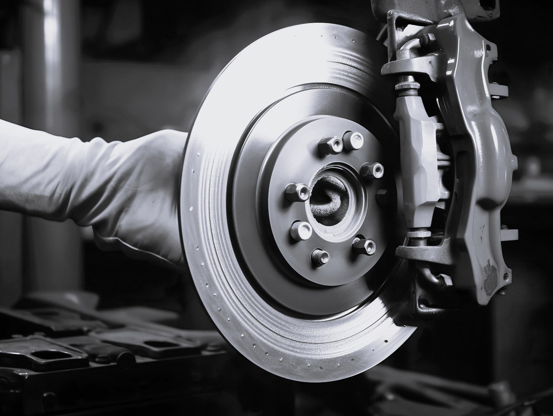 Schwarz-Weiß Foto Autobremse