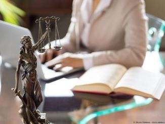 Rechtsanwältin arbeitet am Computer