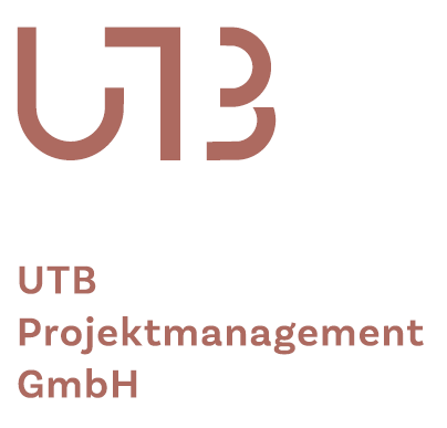 Logo für UTB Projektmanagement GmbH: braune stilisierte Buchstaben „UTB“ über dem Text.