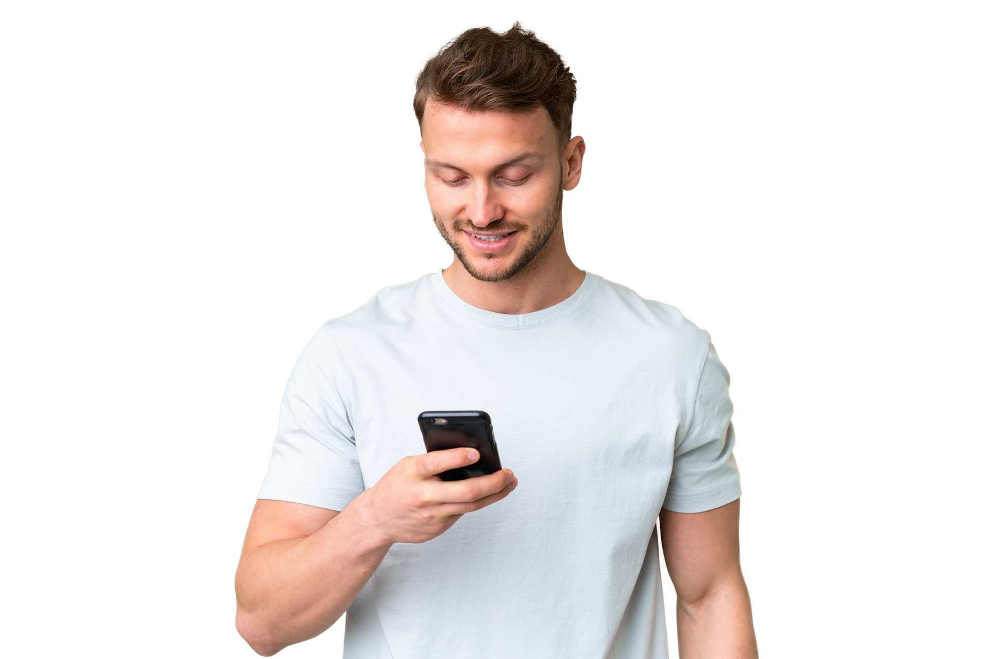 Personnage détouré avec un téléphone