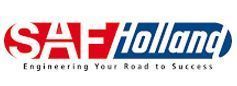 SAF Hollandin punainen ja sininen logo sekä iskulause ”Engineering Your Road to Success”