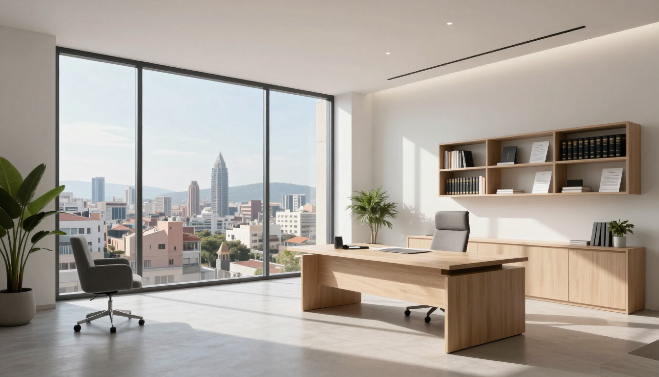 Interior de oficina notarial moderna en Barcelona