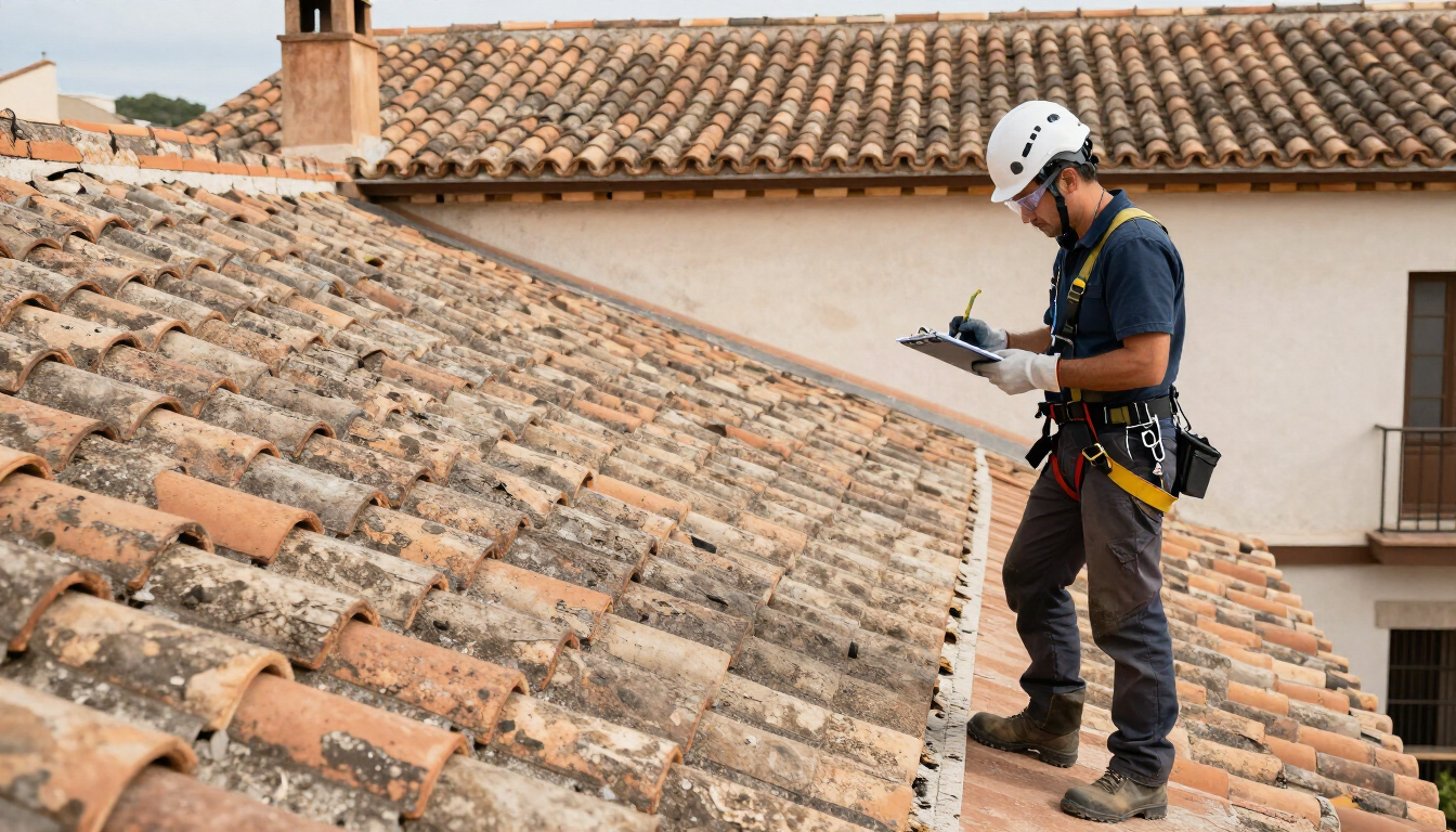 Inspección técnica de una cubierta con posibles materiales con amianto