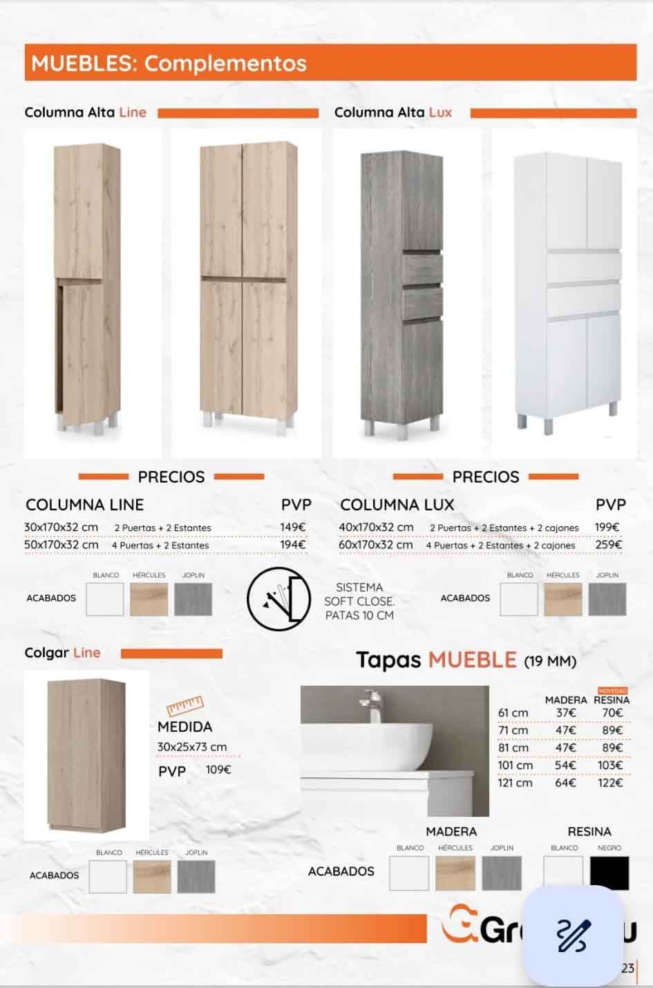 Hay muchos tipos diferentes de gabinetes en este folleto.