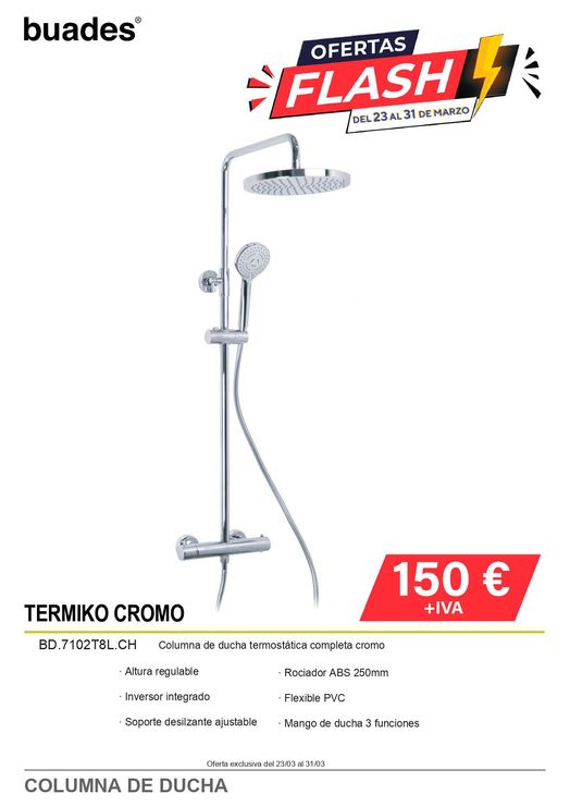 Columna de ducha cromada Buades con oferta flash y precio de 150 €
