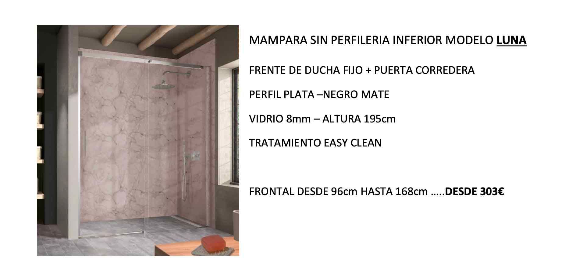 Una imagen de un baño con cabina de ducha y una mesa.