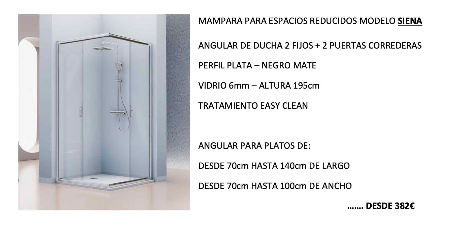 Una imagen de una cabina de ducha con texto en español.