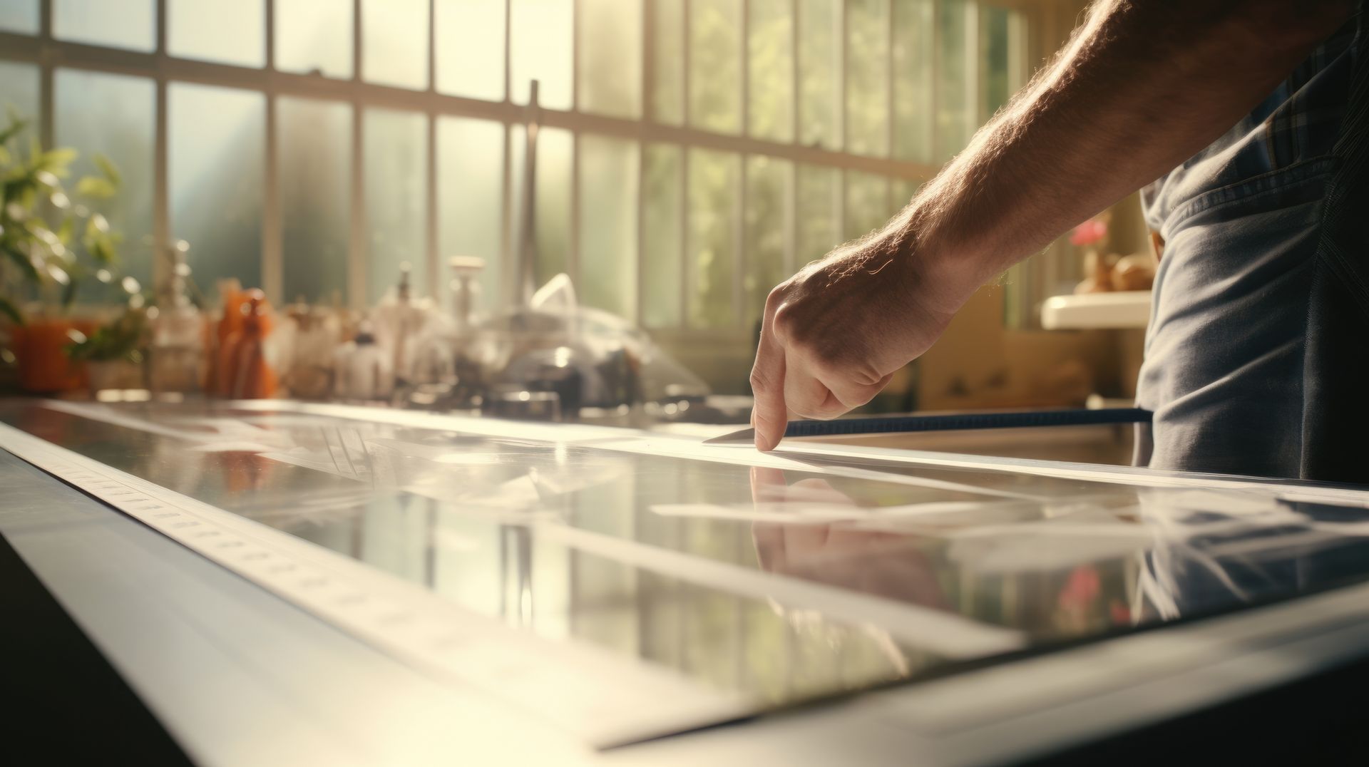 Pose d'un plan de travail dans une cuisine