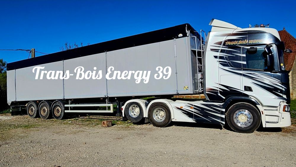 Semi-camion blanc et noir avec remorque.