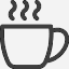Symbolzeichnung Kaffeetasse in einer Sprechblase